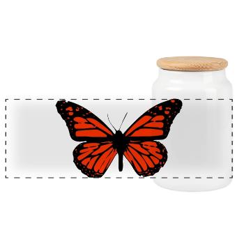 Schmetterling Kunst detailliert, hoher Kontrast - Panorama Keksdose mit Holzdeckel - Weiß - Vorne