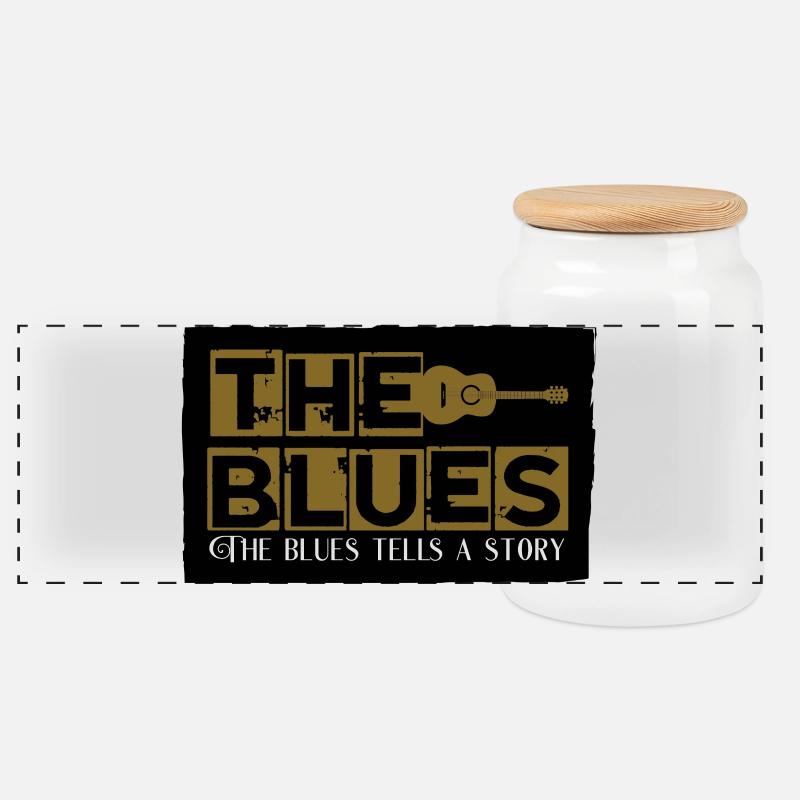 the blues - Panorama Keksdose mit Holzdeckel - Weiß