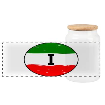 Italy stickers - Panoramic Cookie Jar with Wooden Lid - white - Front