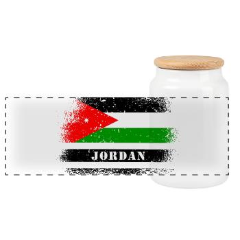 Jordan flags design - Panoramic Cookie Jar with Wooden Lid - white - Front