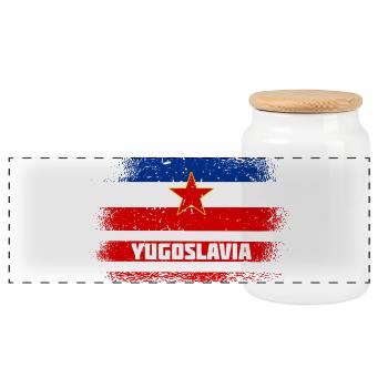 Drapeaux vintage Yougoslavie - Boîte à biscuits avec couvercle en bois - blanc - Devant