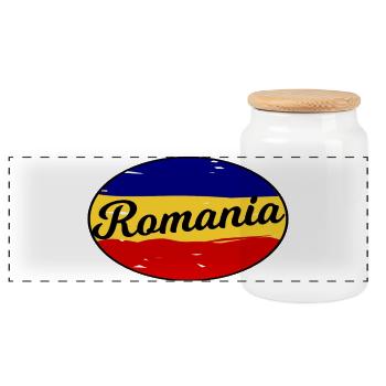 The colors of Romania - Panoramic Cookie Jar with Wooden Lid - white - Front