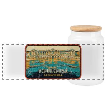 Badge retro, Toulouse France est ma ville natale - Boîte à biscuits avec couvercle en bois - blanc - Devant