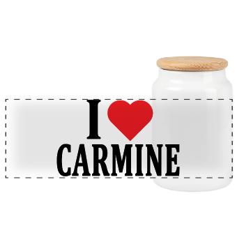 T-Shirt Ich liebe Carmine T-Shirt Geschenkidee - Panorama Keksdose mit Holzdeckel - Weiß - Vorne