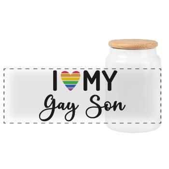J’aime mon fils gay - Boîte à biscuits avec couvercle en bois - blanc - Devant