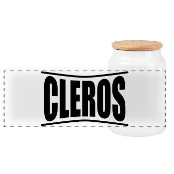 Idée cadeau t-shirt Cleros - Boîte à biscuits avec couvercle en bois - blanc - Devant