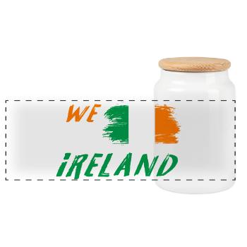 we are Ireland flags design - Panoramic Cookie Jar with Wooden Lid - white - Front