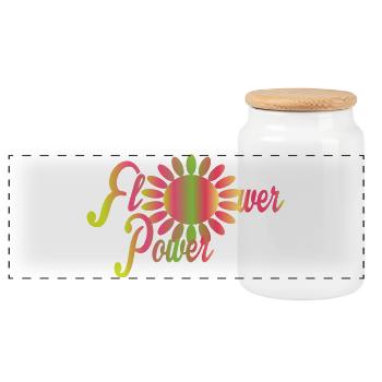 Blumen Power - Panorama Keksdose mit Holzdeckel - Weiß - Vorne