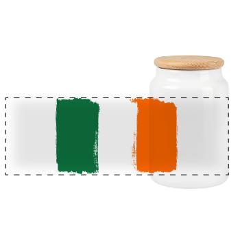 Irland Flagge used look - Panorama Keksdose mit Holzdeckel - Weiß - Vorne