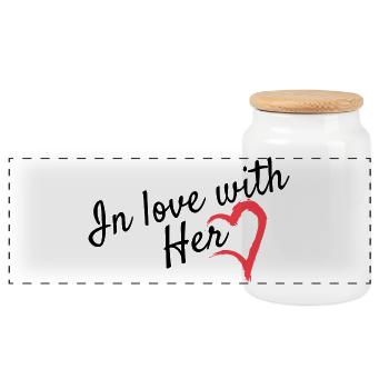 Dear partner look - Panoramic Cookie Jar with Wooden Lid - white - Front