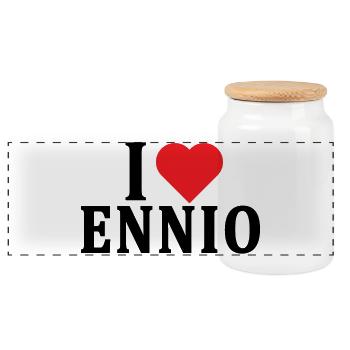 t-shirt I love Ennio t-shirt gift idea - Panoramic Cookie Jar with Wooden Lid - white - Front