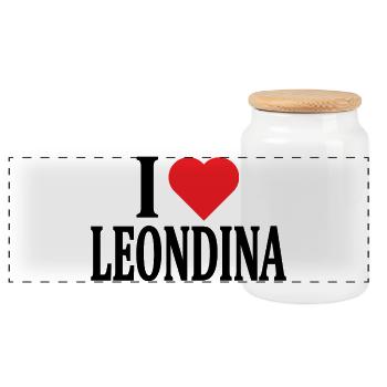 T-Shirt Ich liebe Leondina T-Shirt Geschenkidee - Panorama Keksdose mit Holzdeckel - Weiß - Vorne