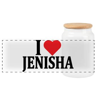 t-shirt I love Jenisha t-shirt gift idea - Panoramic Cookie Jar with Wooden Lid - white - Front
