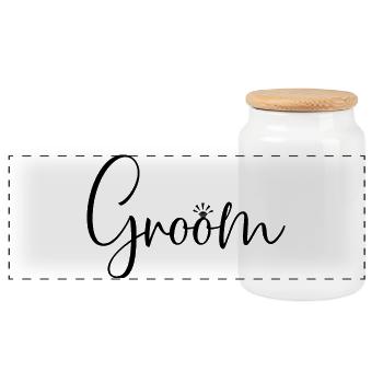 Bräutigam Cool Matching Paar Hochzeitsfeier Hochzeit - Panorama Keksdose mit Holzdeckel - Weiß - Vorne