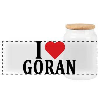 t-shirt name I love Goran t-shirt gift idea - Panoramic Cookie Jar with Wooden Lid - white - Front