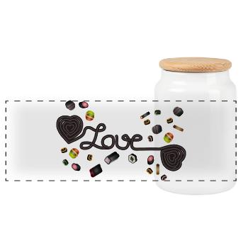 black liquorice hearts rolled as a snail. - Panoramic Cookie Jar with Wooden Lid - white - Front