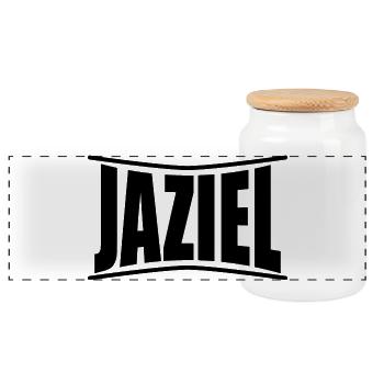 nom t-shirt Jaziel t-shirt idée cadeau - Boîte à biscuits avec couvercle en bois - blanc - Devant