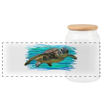 Tortue - Boîte à biscuits avec couvercle en bois - blanc - Devant