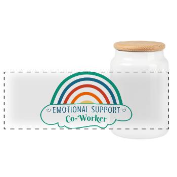 Emotionaler Support Mitarbeiter Work Bestie blau - Panorama Keksdose mit Holzdeckel - Weiß - Vorne
