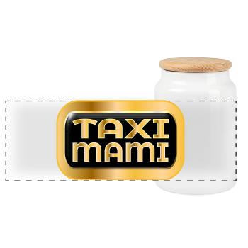DRIVER MOTHER - TAXI MOM - Panoramic Cookie Jar with Wooden Lid - white - Front