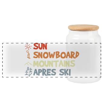 Vintage Snowboard - Panorama Keksdose mit Holzdeckel - Weiß - Vorne