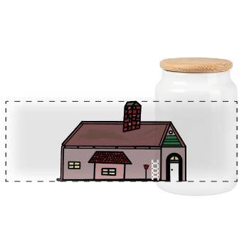 Farm Village Rural Northern Germany Farmer - Panoramic Cookie Jar with Wooden Lid - white - Front