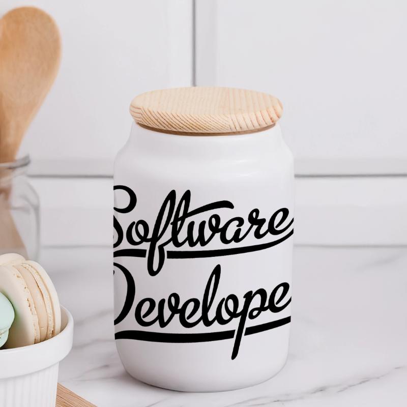 Software Developer Panorama Keksdose mit Holzdeckel