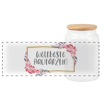 Hautärztin Ärztin Doktorin Beruf Geschenk - Panorama Keksdose mit Holzdeckel - Weiß - Vorne