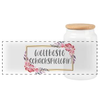 Schach Schachspielerin Schachspielen Geschenk - Panorama Keksdose mit Holzdeckel - Weiß - Vorne