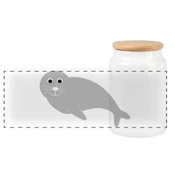 Sceaux, phoques, phoques, phoques animaux - Boîte à biscuits avec couvercle en bois - blanc - Devant