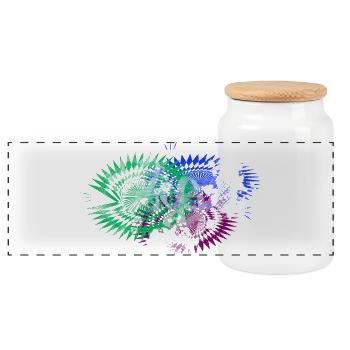 chaos art fashion pattern - Panoramic Cookie Jar with Wooden Lid - white - Front