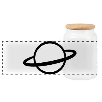 Planète avec contour de l’icône de l’anneau - Boîte à biscuits avec couvercle en bois - blanc - Devant
