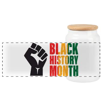 Black History Month - Panoramic Cookie Jar with Wooden Lid - white - Front