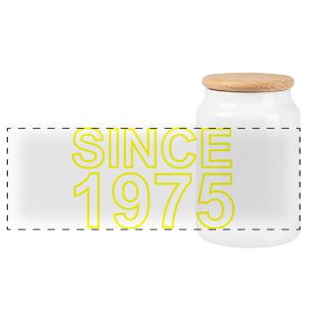 Since 1975 - Panorama Keksdose mit Holzdeckel - Weiß - Vorne