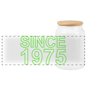 Since 1975 - Panorama Keksdose mit Holzdeckel - Weiß - Vorne