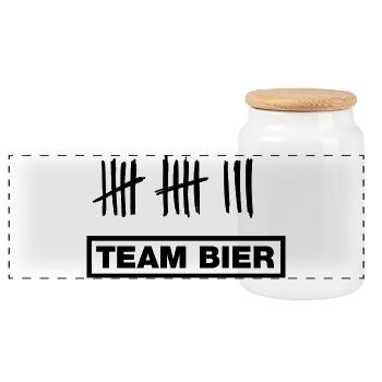 Bier, Beer, Cerveza - Panorama Keksdose mit Holzdeckel - Weiß - Vorne