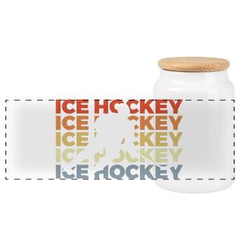 Ice Hockey Vintage Look - Panorama Keksdose mit Holzdeckel - Weiß - Vorne