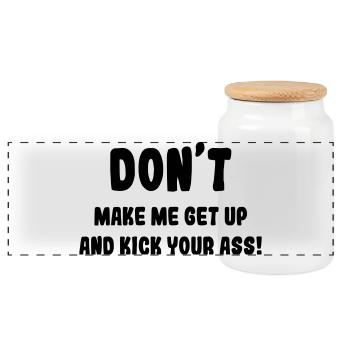 Don't force me to get up from my wheelchair # - Panoramic Cookie Jar with Wooden Lid - white - Front