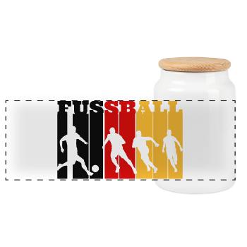 Deutscher Fußball - Panorama Keksdose mit Holzdeckel - Weiß - Vorne