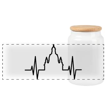 Herzschlag Frauenkirche Dresden Puls Logo Symbol - Panoramic Cookie Jar with Wooden Lid - white - Front