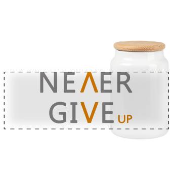 Never give up Embody the essence of perseverance - Panoramic Cookie Jar with Wooden Lid - white - Front
