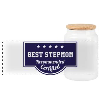 Best Mother-in-Law in the World - Panoramic Cookie Jar with Wooden Lid - white - Front