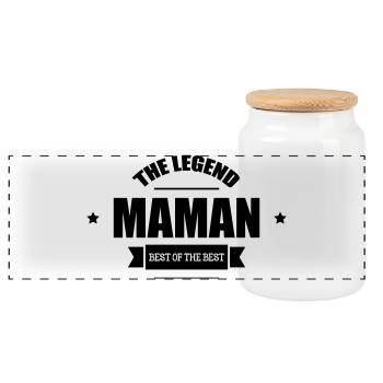 Mommy the Legend - Panoramic Cookie Jar with Wooden Lid - white - Front