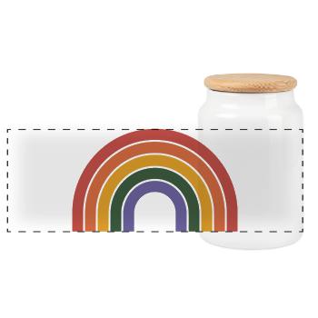 Imprimé arc arc-en-ciel rétro - Boîte à biscuits avec couvercle en bois - blanc - Devant