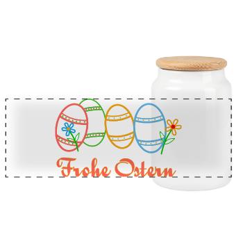 Ostern - Panorama Keksdose mit Holzdeckel - Weiß - Vorne