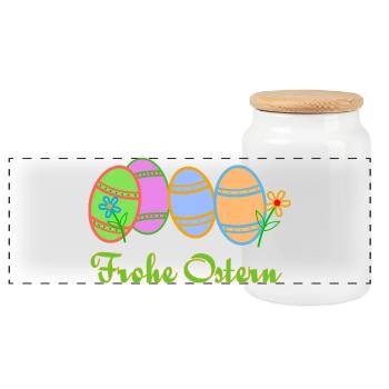 Ostereier zu Ostern - Panorama Keksdose mit Holzdeckel - Weiß - Vorne