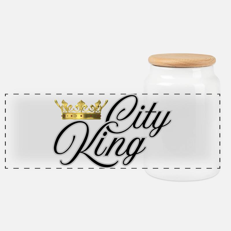 City King - Panorama Keksdose mit Holzdeckel - Weiß