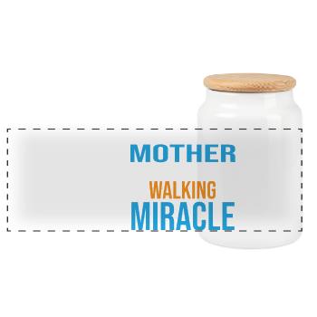 My mother is a walking miracle-Mutter das Wunder - Panorama Keksdose mit Holzdeckel - Weiß - Vorne