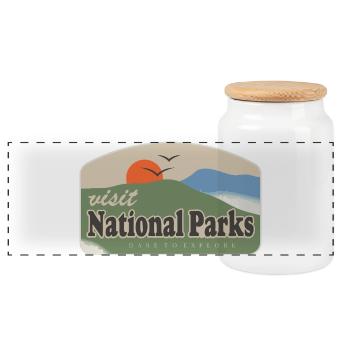 Parcs nationaux – Nature Aventure Rétro Badge - Boîte à biscuits avec couvercle en bois - blanc - Devant
