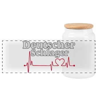 Schlager Party , Schlager Music , Heartbeat - Panoramic Cookie Jar with Wooden Lid - white - Front